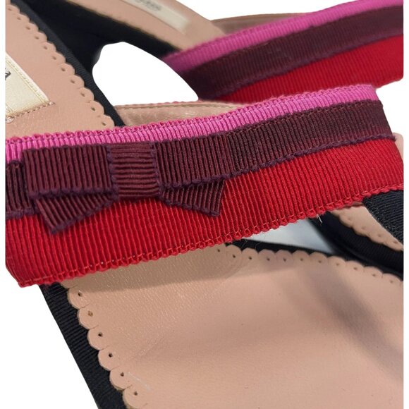 Prada Designer Black Mule Kitten Heel with Pink & Red Ribbon and Bow IT 35.5 - Picture 6 of 8